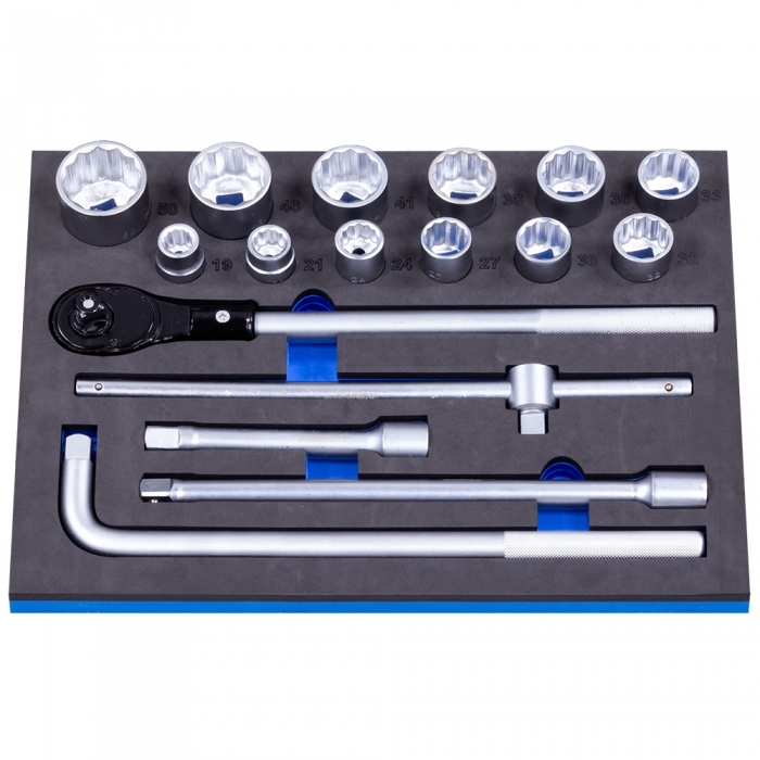 Набір головок та інструменту 3/4", 17 одиниць, 6-гранний