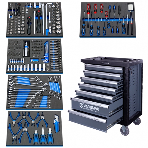 Візок 7 полиць з набором інструменту 264 одиниць