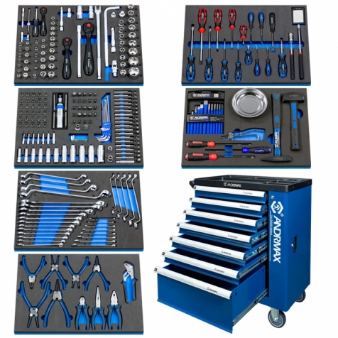 Візок 7 полиць з набором інструменту 287 одиниць