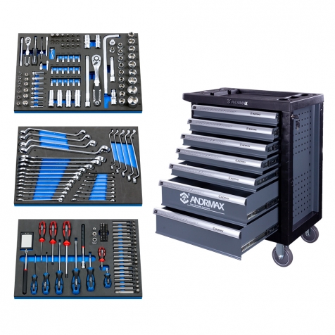 Візок 7 полиць з набором інструменту 210 одиниць