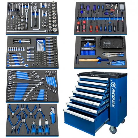 Візок 7 полиць з набором інструменту 256 одиниць