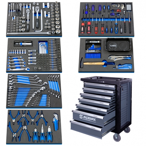 Візок 7 полиць з набором інструменту 256 одиниць