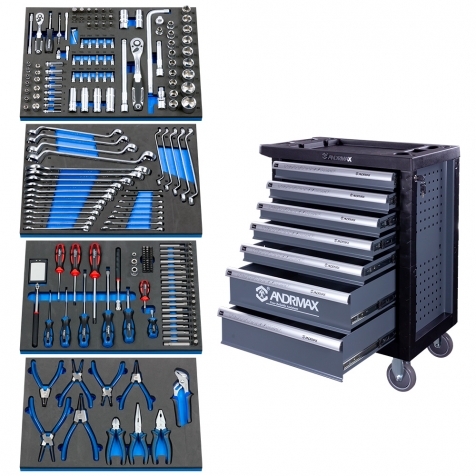 Візок 7 полиць з набором інструменту 220 одиниць