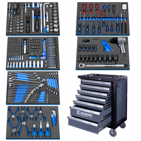Візок 7 полиць з набором інструменту 283 одиниць